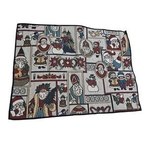 1980s Christmas Themed Needlepoint Tapestry Dinner Table Placemats Set of 4 EUC